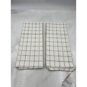 Creative Co-Op Kitchen Tea Towels Set of 2 100% Cotton Grid Check White Black